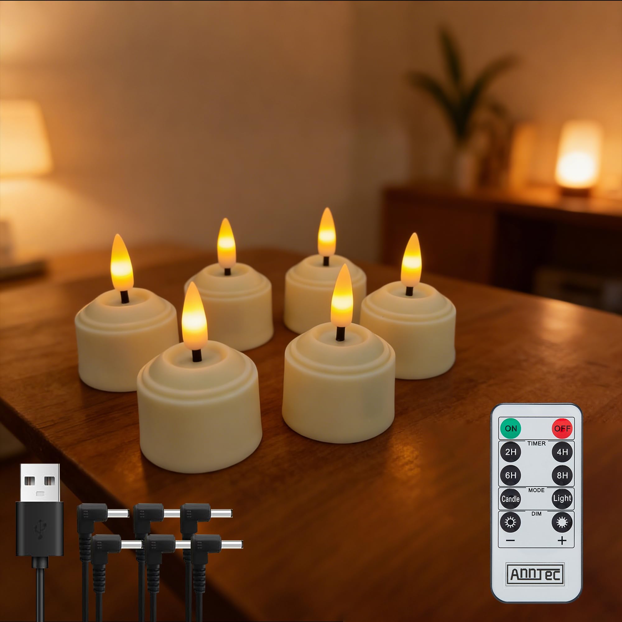 Amazon.co.jp : 【6個セット】 LEDキャンドルライト AnnTec 充電式 LED