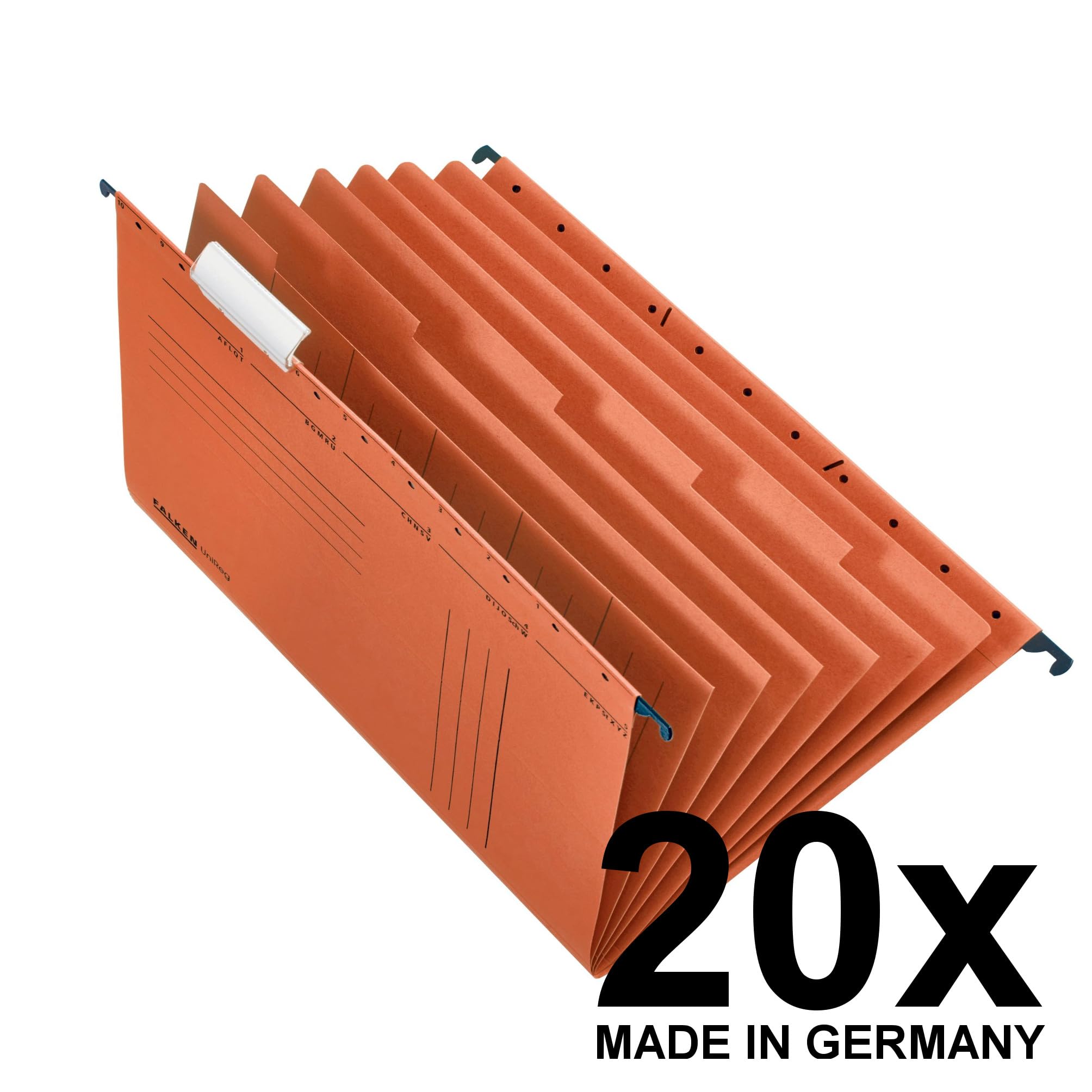 Original Falken 20er Pack Projektmappe und Personalmappe UniReg. Made in Germany. Aus Recycling-Karton für DIN A4 seitlich offen rot Blauer Engel Personalakte Personalhefter für die lose Blatt-Ablage