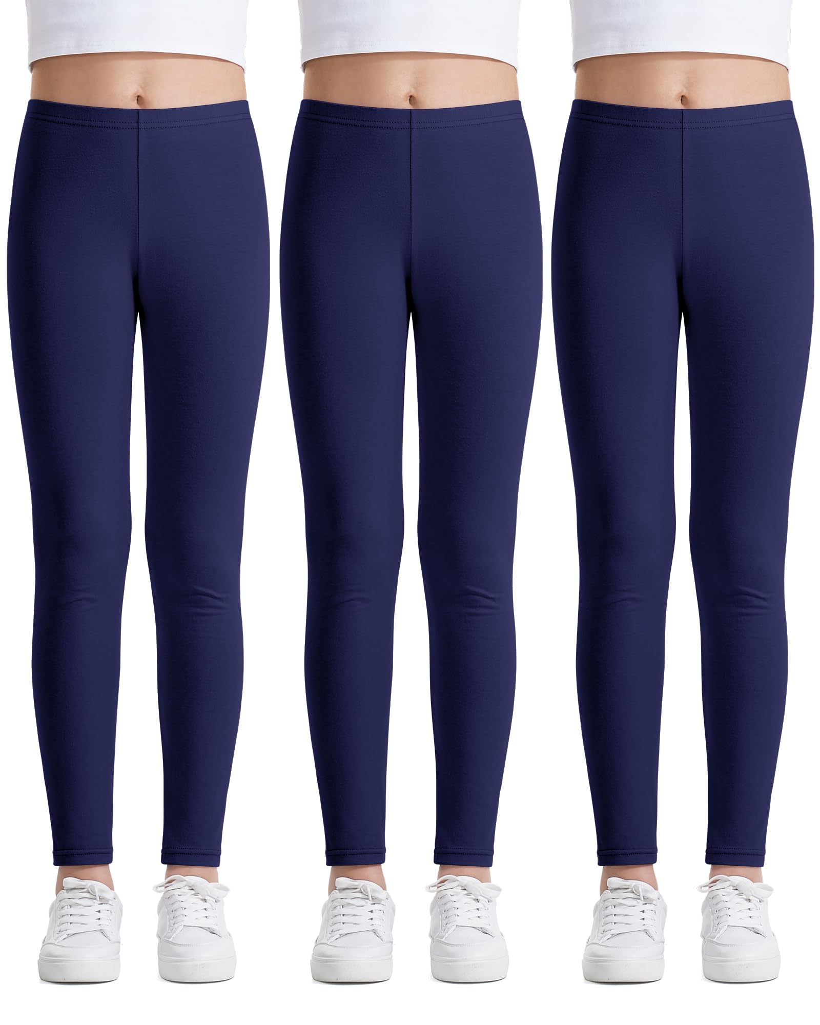 Auranso Leggings básicos de algodón para niñas de 2 a 14 años
