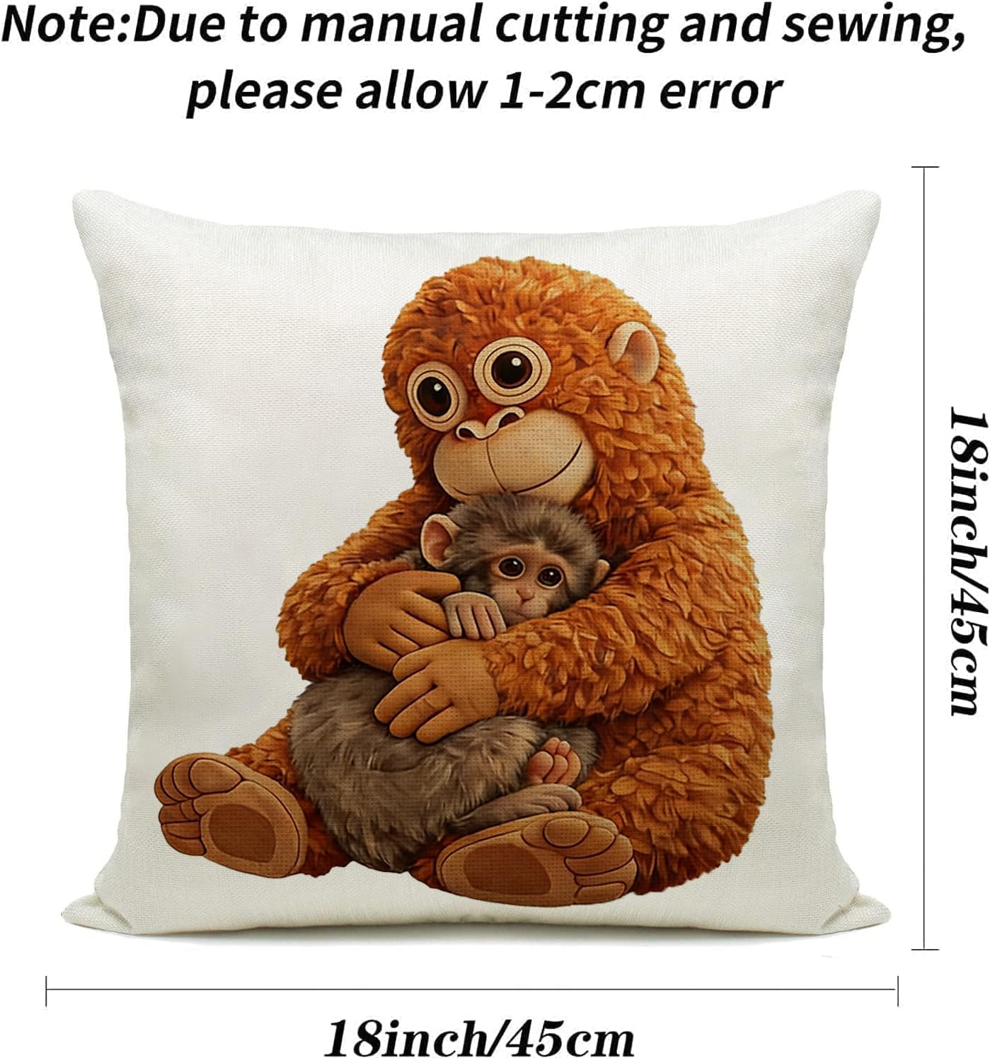 Punch Monkey Throw Pillow Covers 18x18, Funny Meme Viral Internet Throw Pillow Case for Couch & Bed, Square Decorative Pillowcases for Sofa, Car, Chair, Unique Mom Gifts
