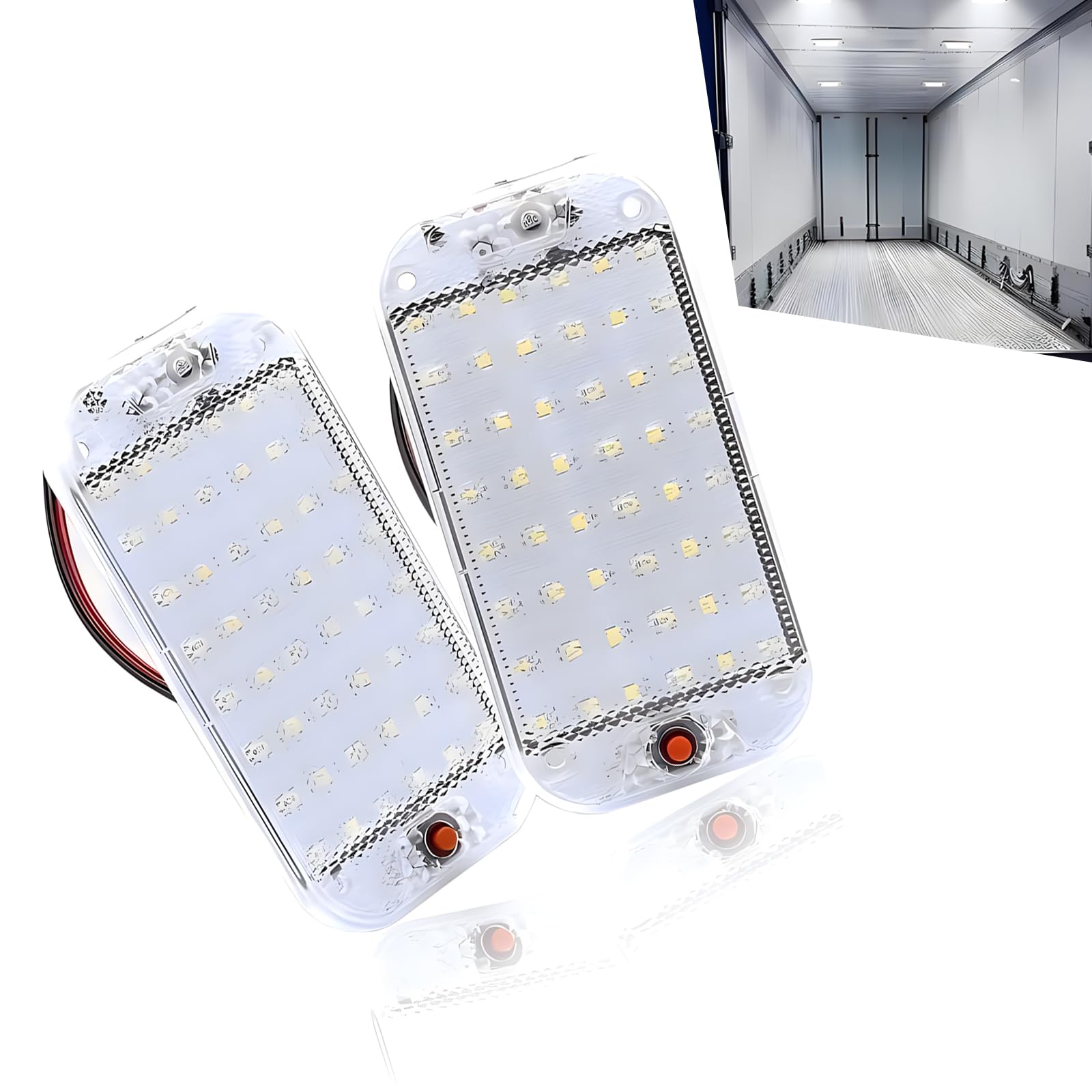 Pack-2 Car LED Reading Light, 5.9" x 2.9" x 0.3" High Brightness Waterproof Dome Light with Independent Switch, Metal Rapid Heat Dissipation Base Plate Light, Universal for Cars RVs (White)