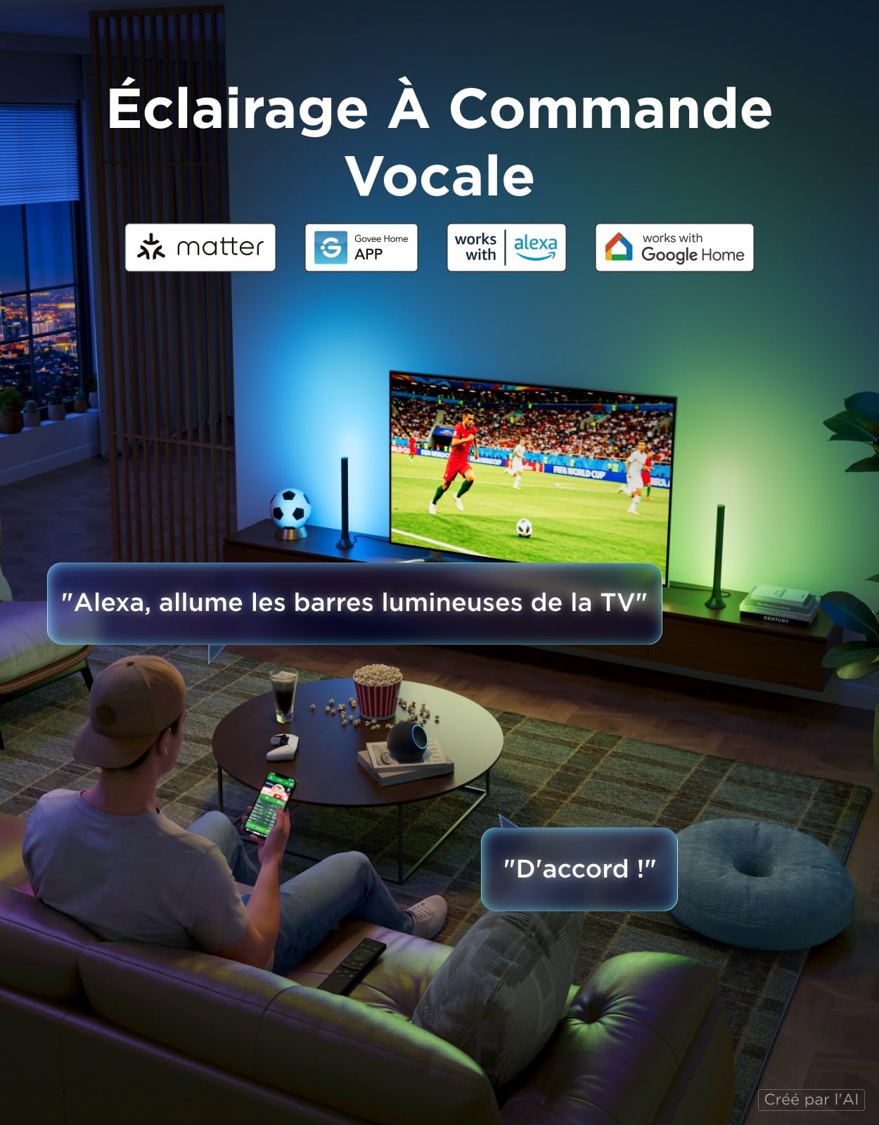 Govee RGBWIC TV Light Bars, Rétroéclairage WiFi pour TV 45-70 pouces