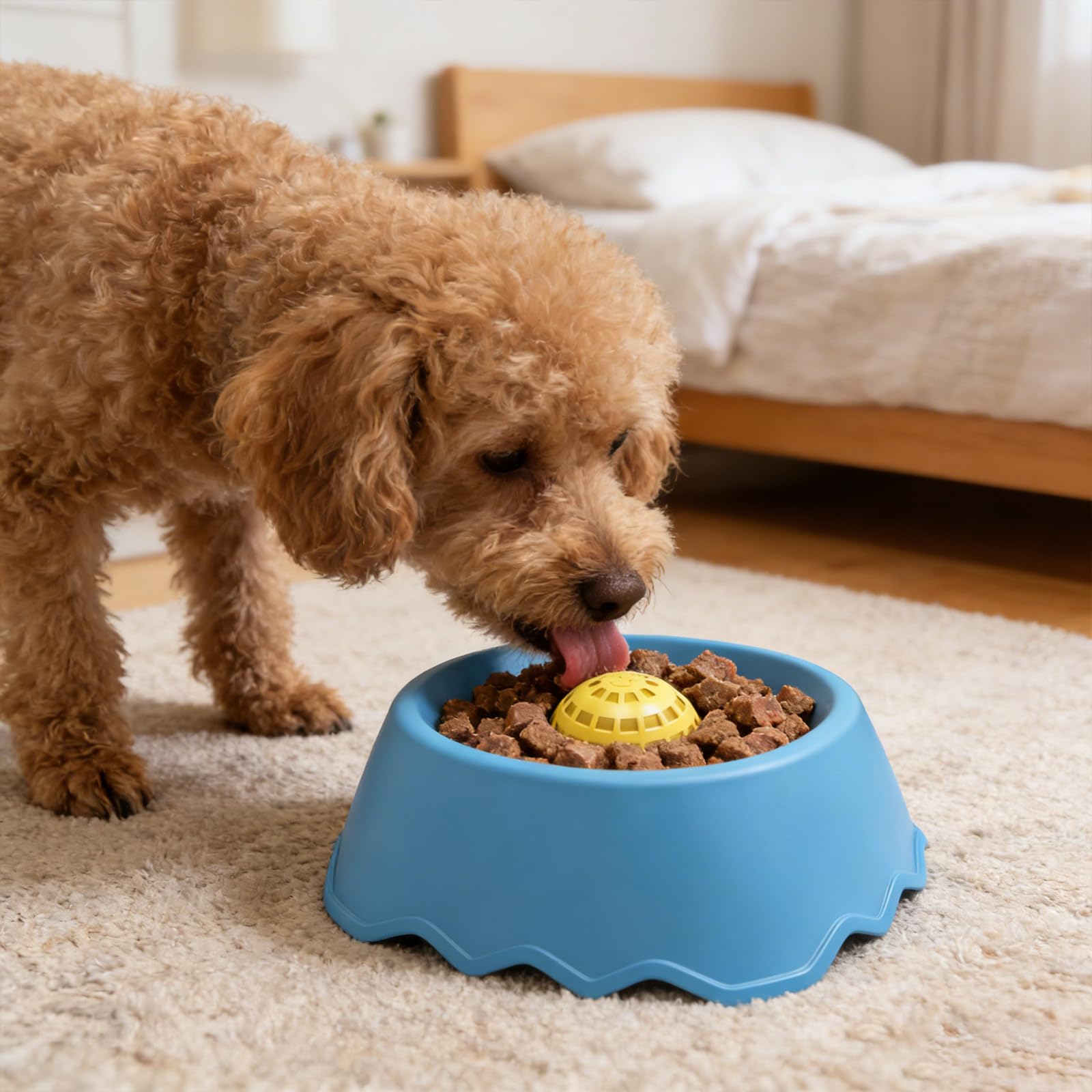 Piatto per cani che mangia lentamente con mangiatoia rotante per leccare le palline antiscivolo per cibo umido acqua liquido dispenser per cani ciotola