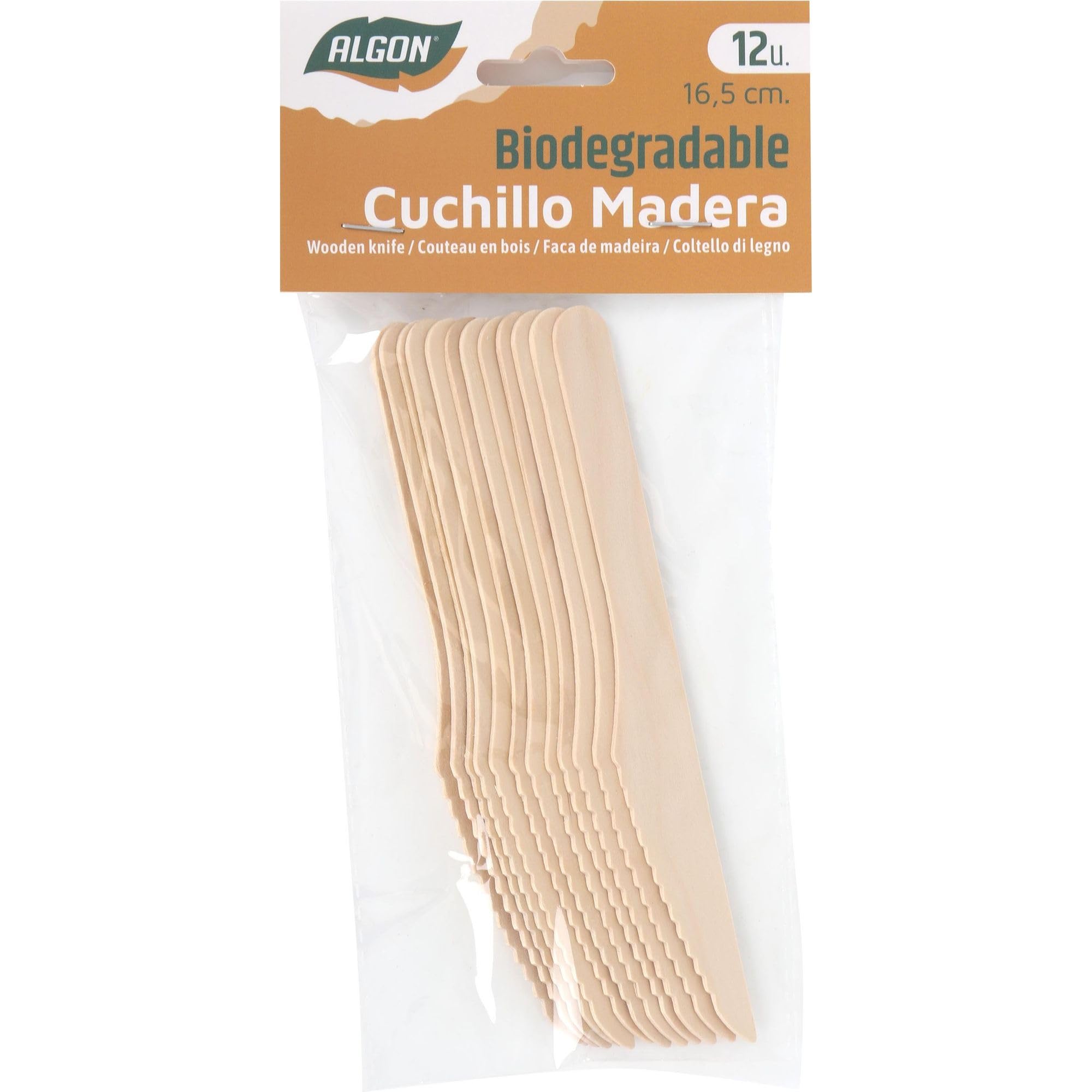 Algon | 1000 coltelli usa e getta in legno resistenti e biodegradabili - Coltelli in legno 16,5 cm alternativa ecologica alla plastica, ideali per feste, eventi e ristoranti