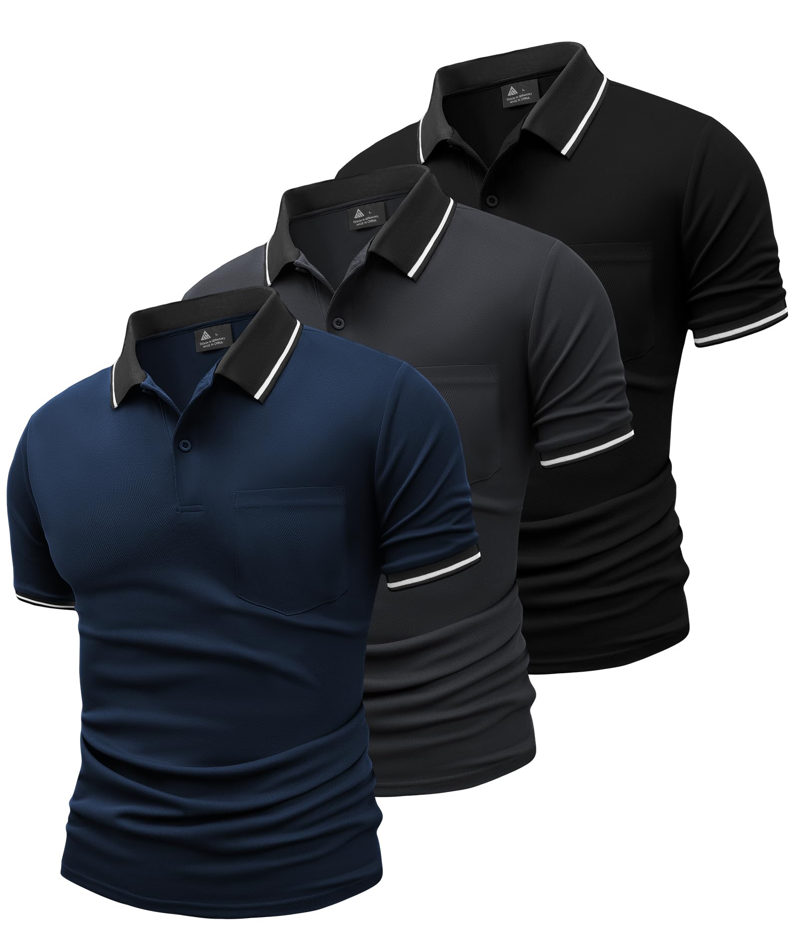 SwissWell 3er Pack Poloshirt Herren Kurzarm Golf Poloshirts Atmungsaktiv T-Shirt für Herren Polo Shirt