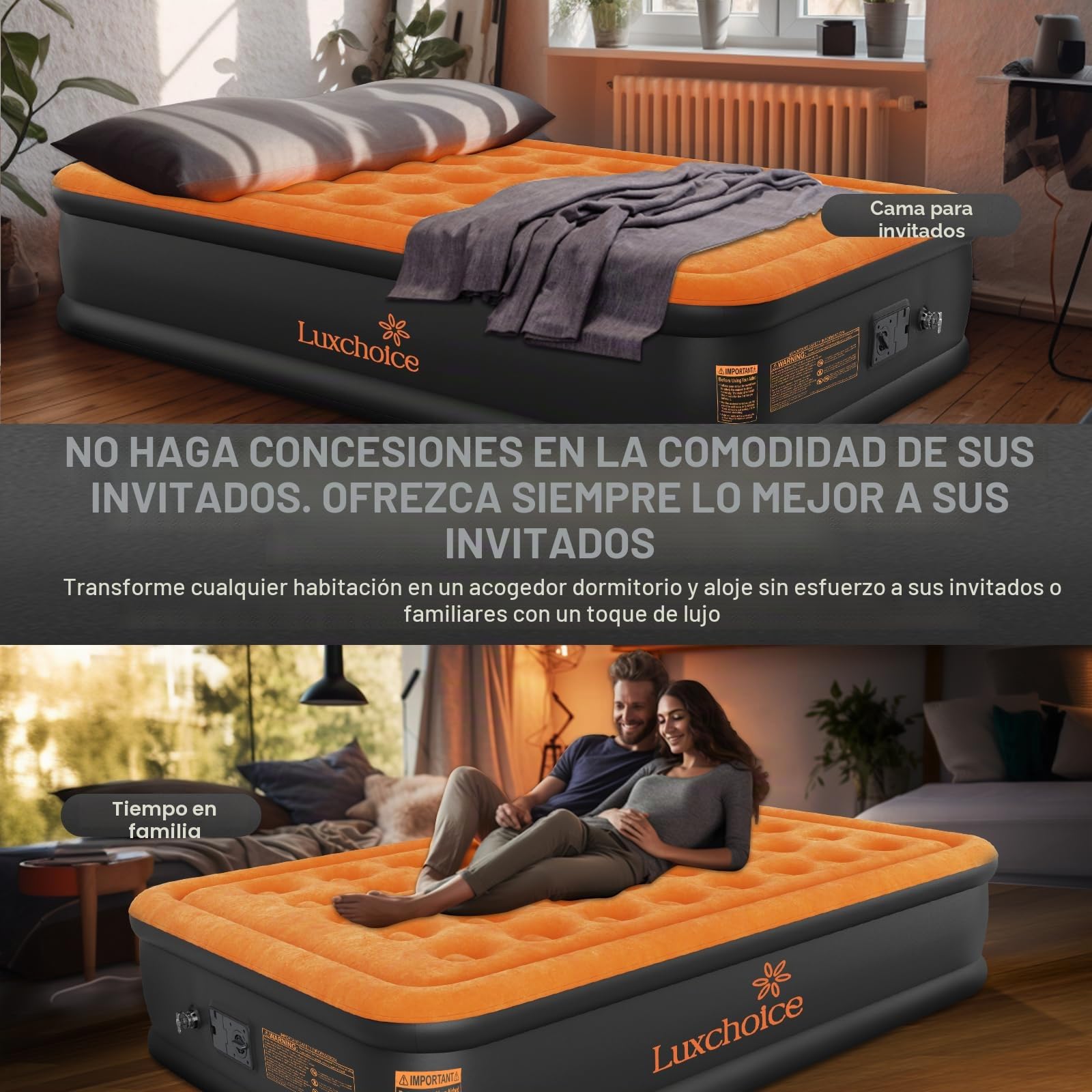 Luxchoice Cama de Aire Colchón de Aire Autoinflable con Bomba Eléctrica Cama de Invitados Premium Colchón Inflable para Camping o Uso Doméstico