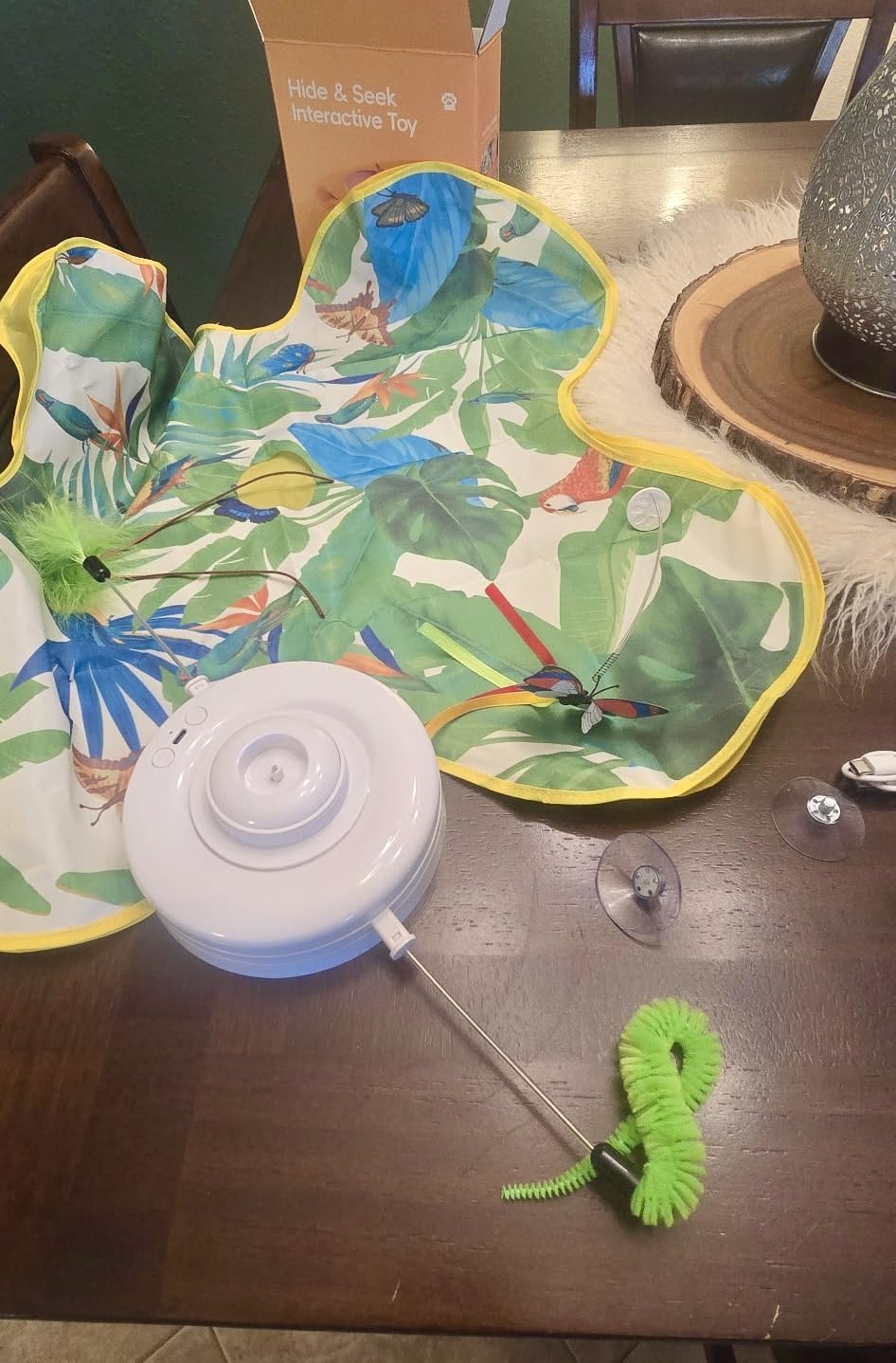 Photo 1 of Cat Toys for Indoor Cats, 4in 1 Interactive Cat Toys Rechargeable with Butterfly, Feathers, Setaria Viridis, Real Animal Squeaky, Indoor Kitty Exercise Automatic Pet Toys with 2 Covers for All Breeds