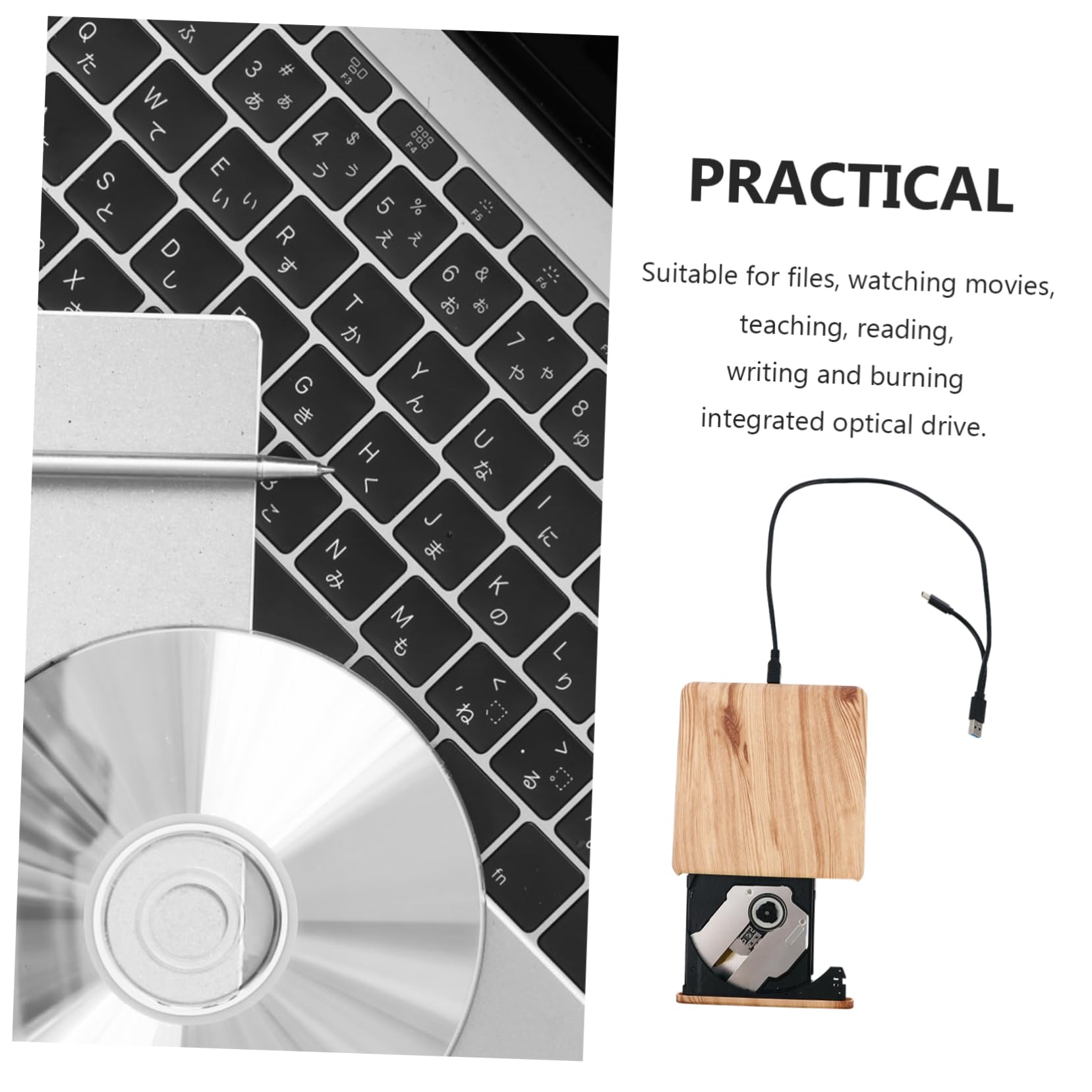 Masterizzatore Dvd-rw Esterno USB Type-c per Computer | Abs Plastica, Lettura e Scrittura Dischi, per All-in-one e Desktop, Uso Didattico e Archivi File
