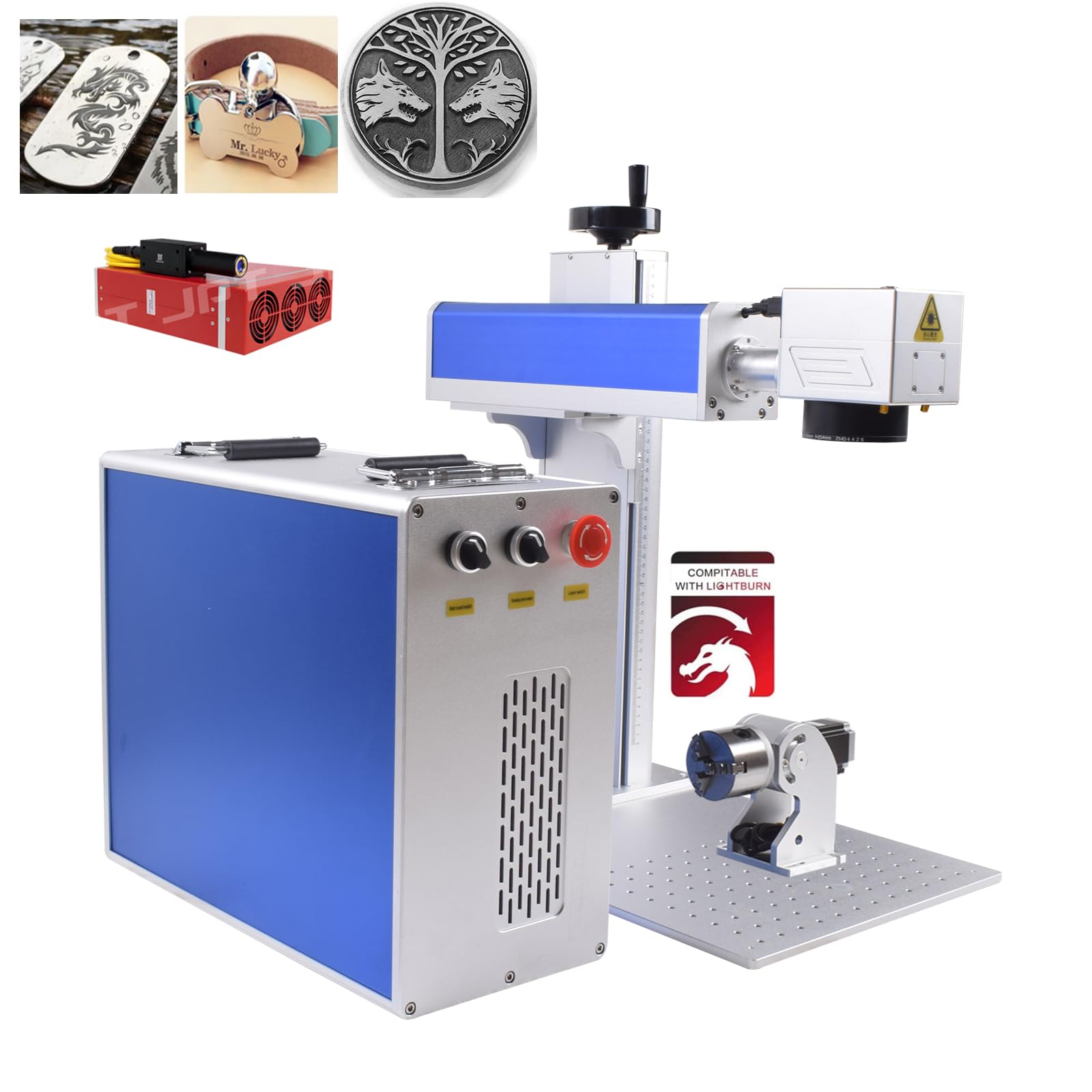 US Stock 100W Fiber Laser Marking Machine Engraver 300x300MM Lens for Metal Jewelry