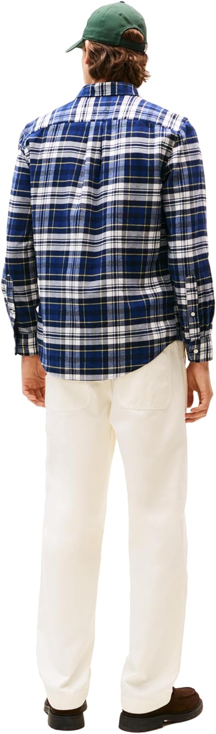 Tommy Hilfiger Mens Long Sleeve Tartan Shirts in Regular Fit, Men's Button Down Shirt - Image 4