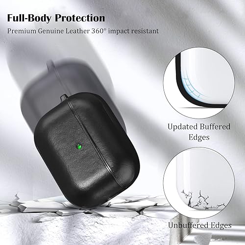 Miniatura 3 de V-MORO - Funda para Airpods Pro 2 generación, compatible con Airpods Pro 2, funda de cuero genuino LED frontal visible iPod Pro 2, fundas