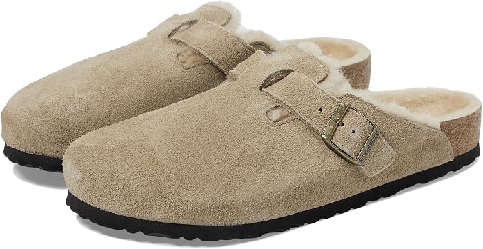 Сабо Birkenstock Boston Shearling - Suede (Unisex), цвет: Серо-коричневый — фото 1