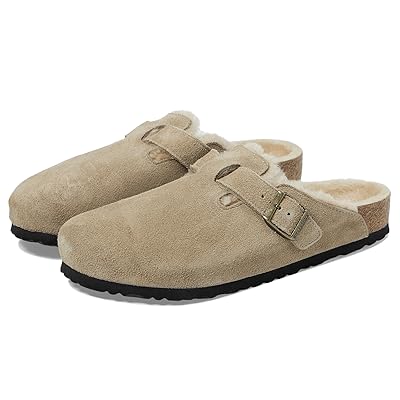 Birkenstock Boston Shearling Suede (Unisex) Clog Shoes Taupe