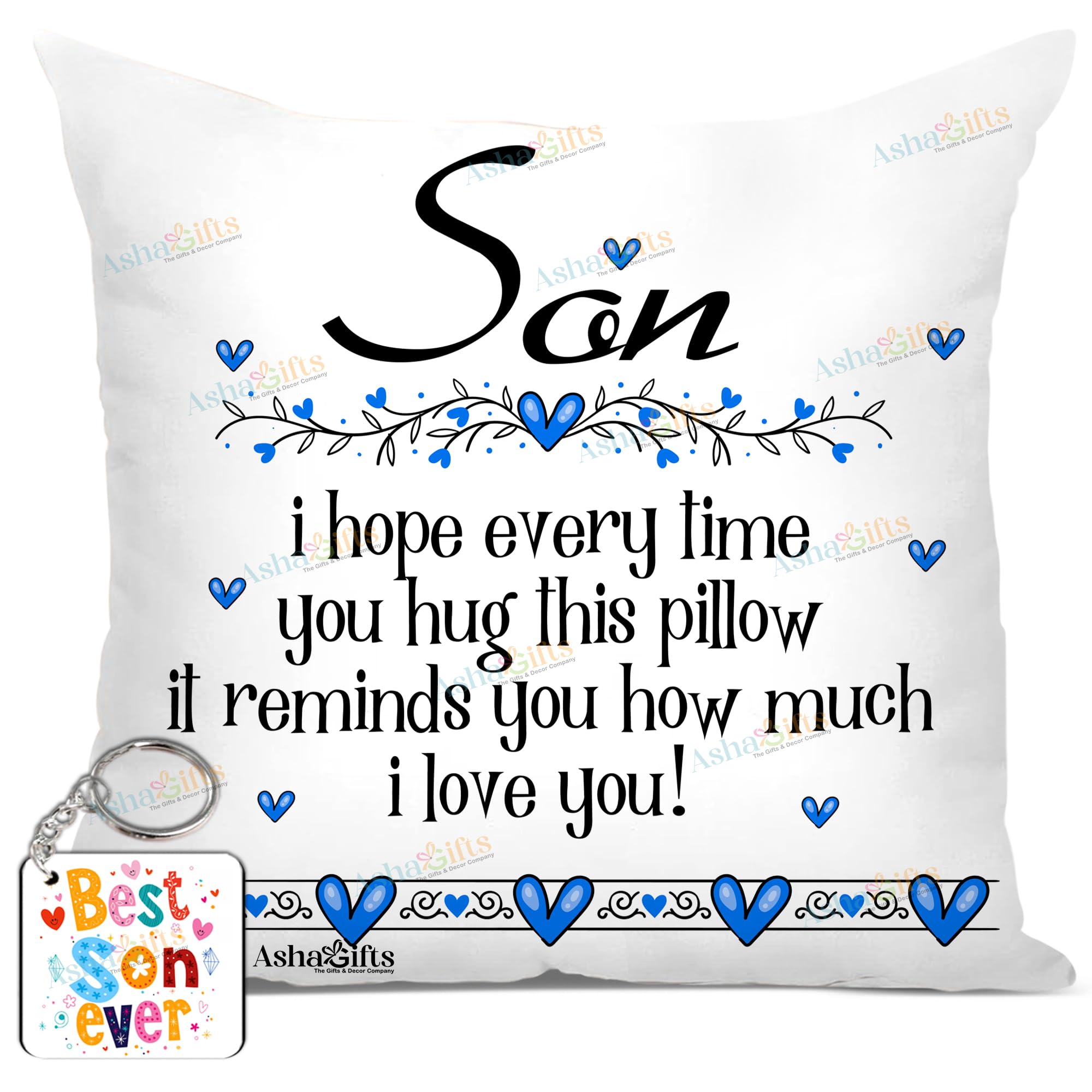 Gift for Son Birthday Special Birthday for Son Printed Cushion(12 inch X 12 inch with Filler with Keychian) Boy Pillow Son Day for Son and Boy ATCK-27-image-3