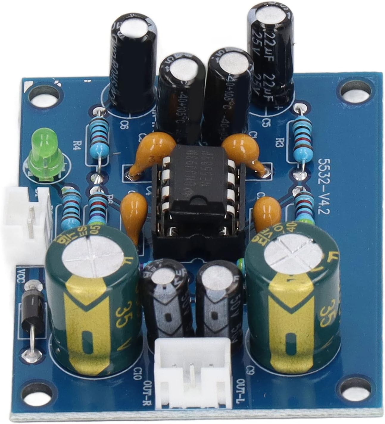 NE5532 Audio Preamplifier Board, Channel with 2 Audio Cables for Low Sensitivity Sources