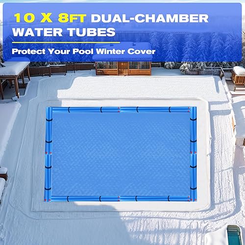 Miniatura 5 de Bolsas de agua para piscina, paquete de 10 tubos de agua de doble cámara resistentes de 8 pies, pesos para piscina enterrada, 25 bolsas de agua