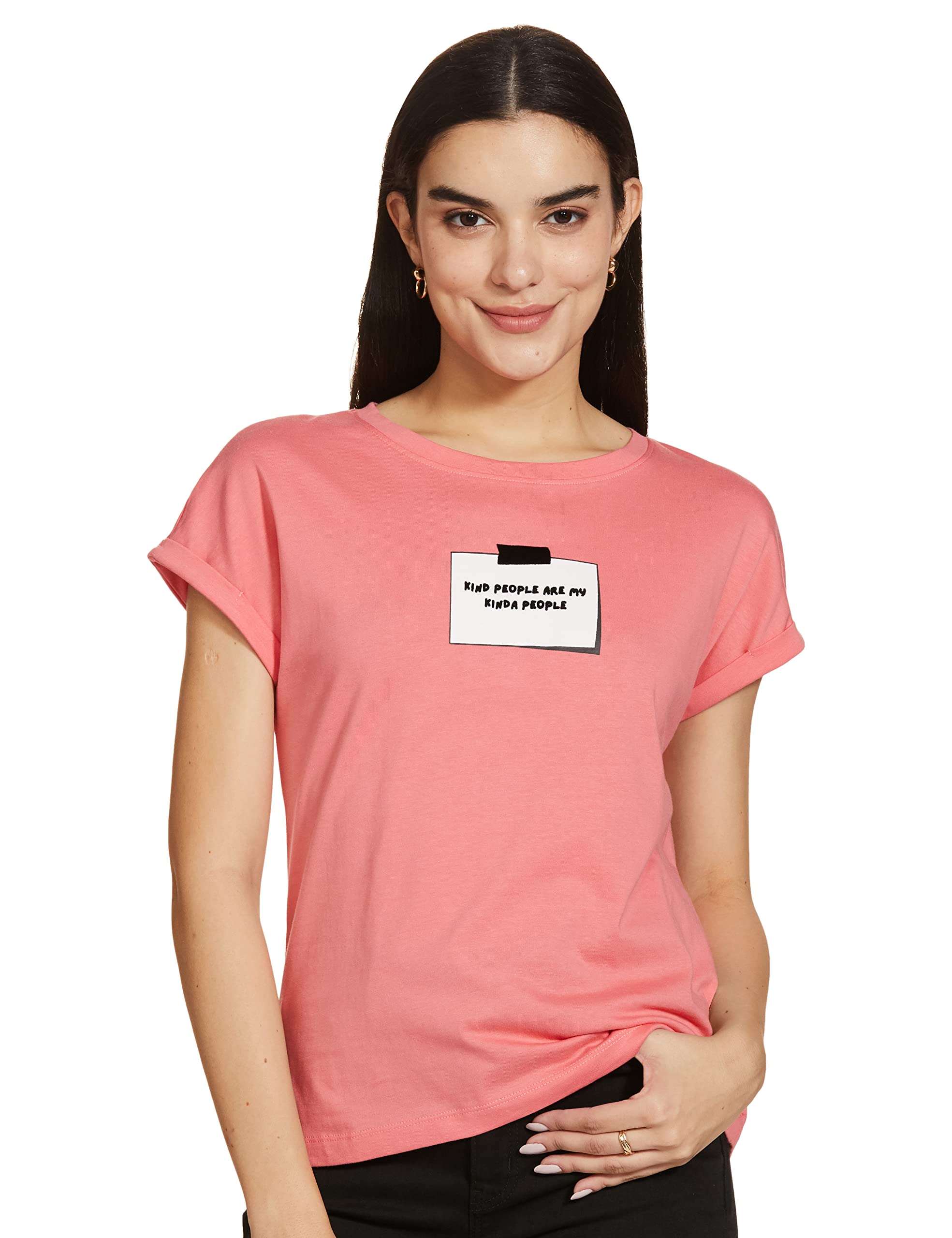 VERO MODA Women's Cotton Regular Fit T-Shirt