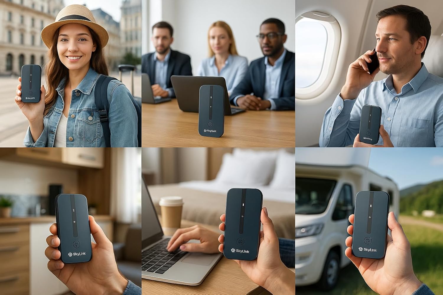 Skylink Global 4G LTE Mobile Hotspot with 10GB High-Speed USA Data (30 Days), Portable WiFi Travel Router, No SIM Required (AI Powered), Connects up to 10 Devices, No Contract