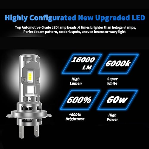 Miniatura 2 de Bombillas LED H7, 60 W, 16000 lúmenes, luces LED superbrillantes, 6000 K, luz antiniebla blanca fría, Plug and Play, paquete de 2