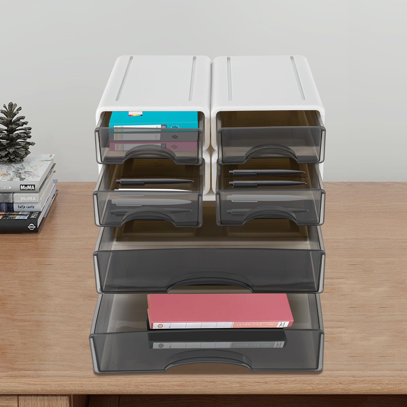 Organizer con 6 cassetti, impilabile, organizer da scrivania, per cosmetici, cancelleria, 34 x 25 x 33 cm