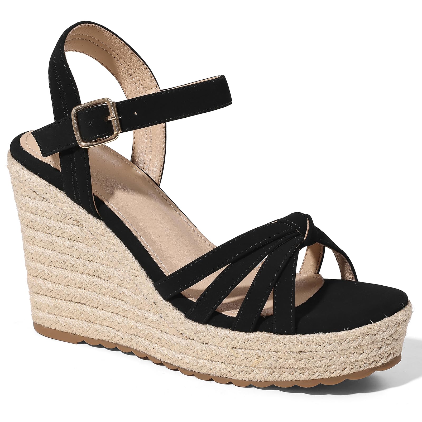 mikarka Sandals for Women 2026: Comfortable Wedge Platform Sandals Women - Braided Espadrilles for Women Ankle Strap Open Toe Wedges Heels Beach Sandals Summer Shoes