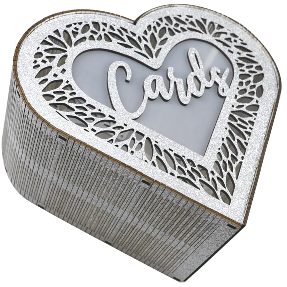 EXCEART Scatola in Legno Decorazione Argento a Forma di Cuore Facile da Assemblare per Biglietti e Auguri per Eventi e Fai-da-te