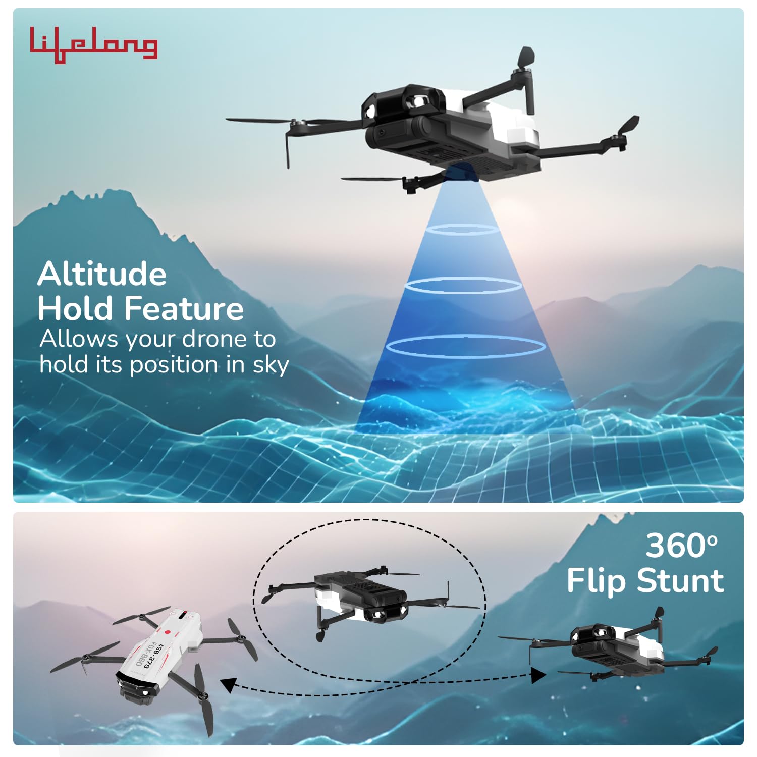Lifelong Kids Drone with Dual Camera, Altitude Hold, 2x1300mAh (15 Min Each/30 Min Total), 1080P & 720P, Nabhyan App & Remote, 360° Flip, Headless Mode, 8-12 Yrs (LLCDRR01) 1