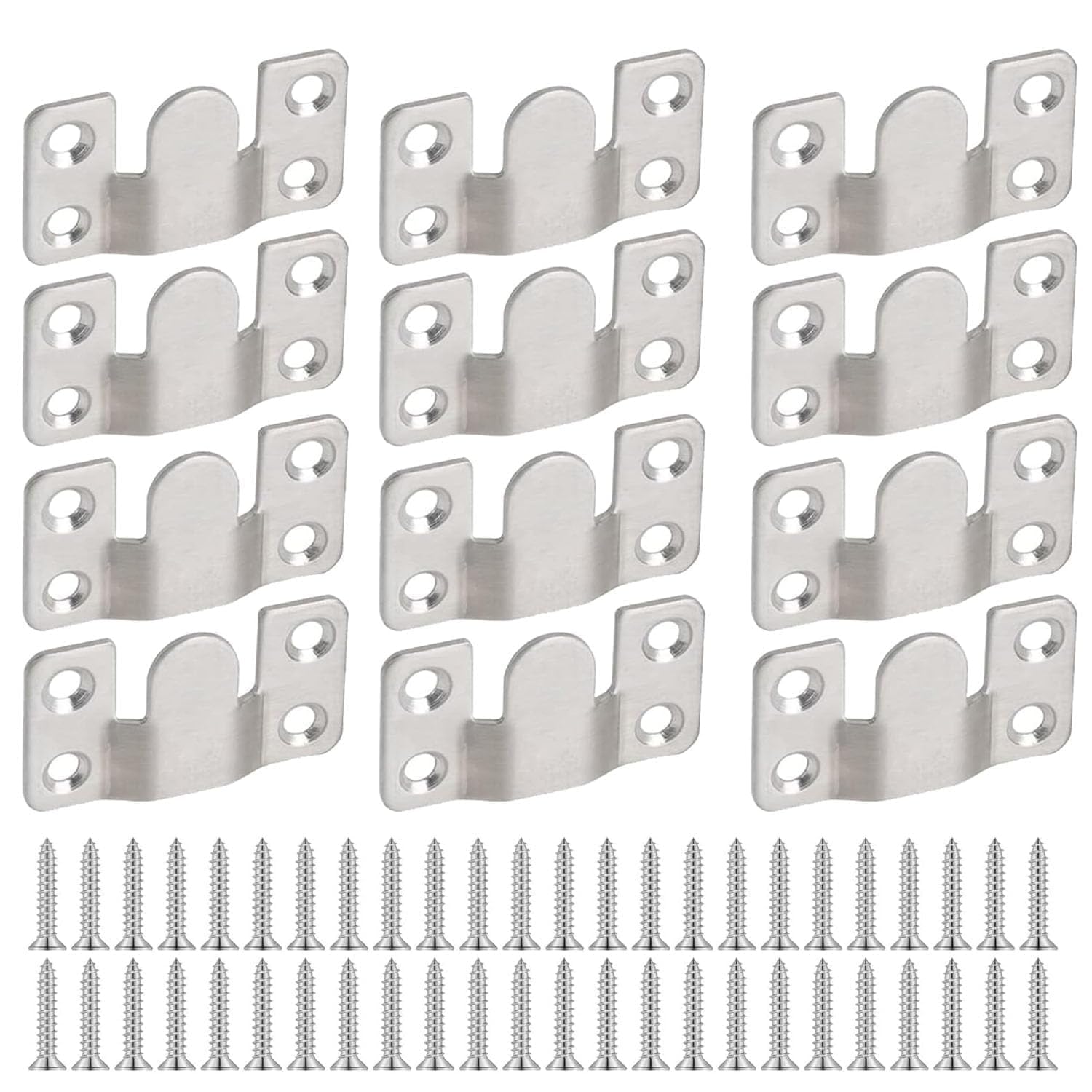 Flush Mount Brackets, 12PCS Interlocking Hang Buckle Heavy Duty with Screws, Mirror Headboard Wall Fixings