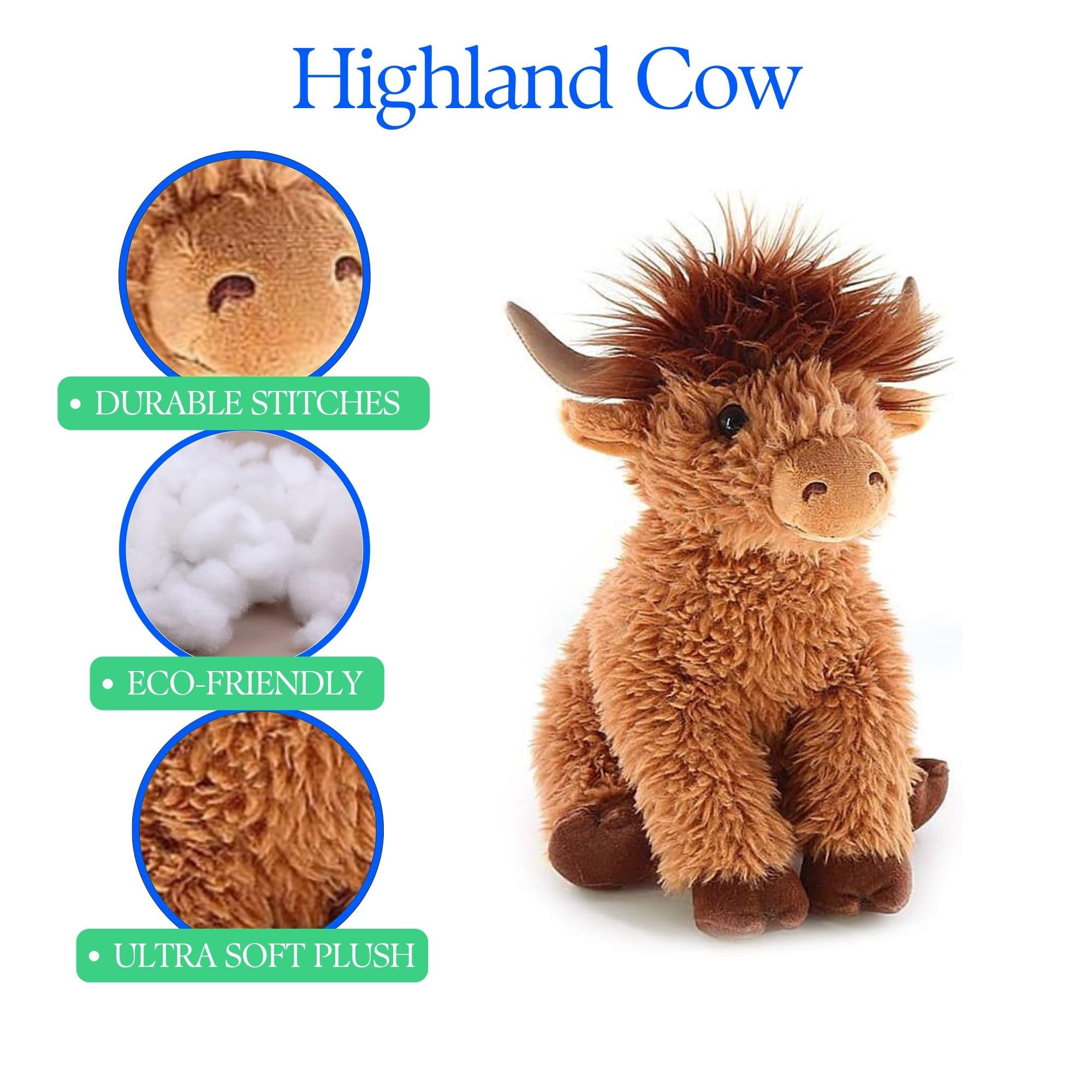 Living Nature Small Squish Highland Cow Brown Plush Toy | Cute