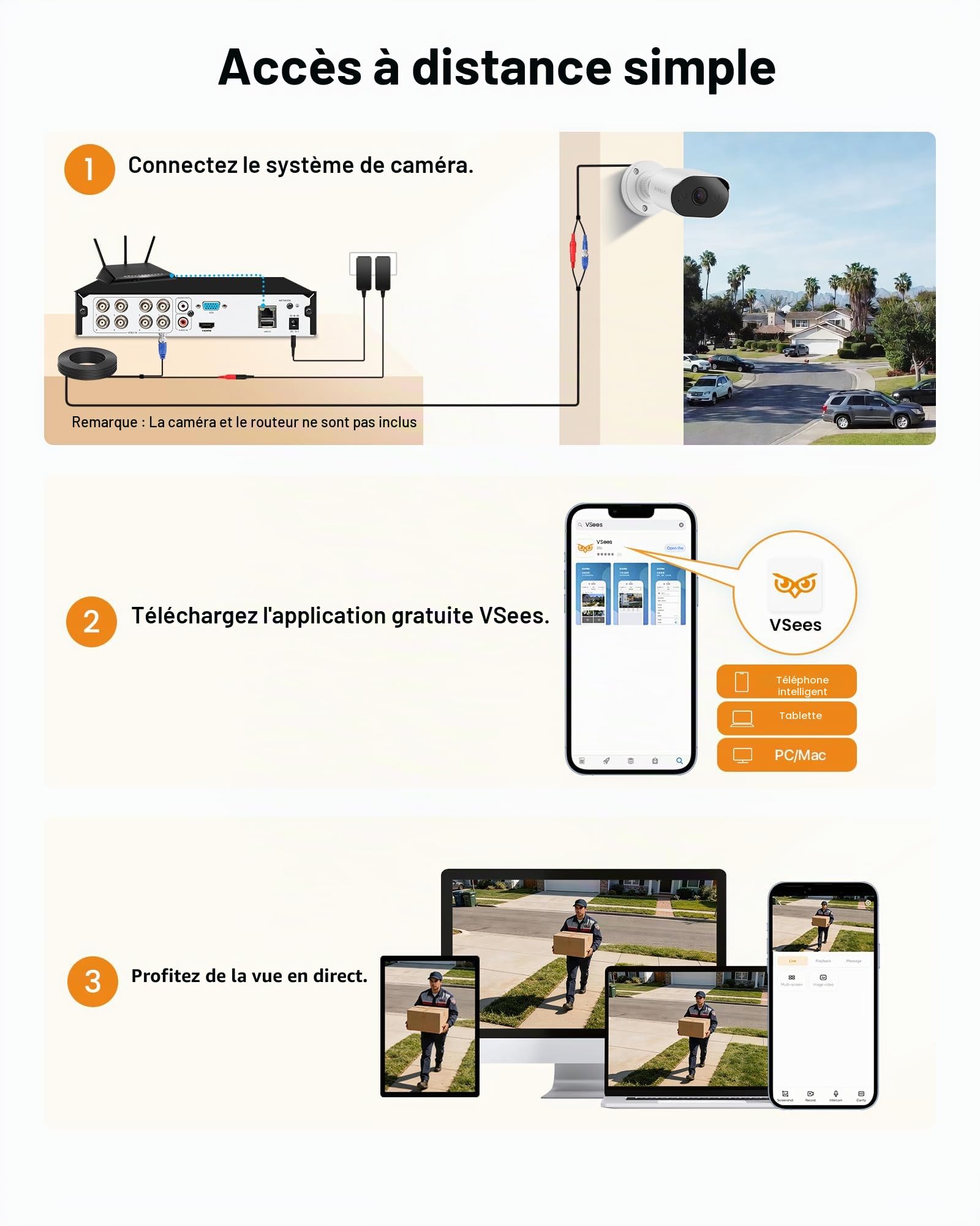 Anlapus H.265+ FHD 1080P 8CH Enregistreur Vidéo Numérique sans Disque Dur | Détection de Mouvement & Alerte par Email App Gratuite, Compatible avec Caméra de Surveillance TVI/CVI/AHD/960H