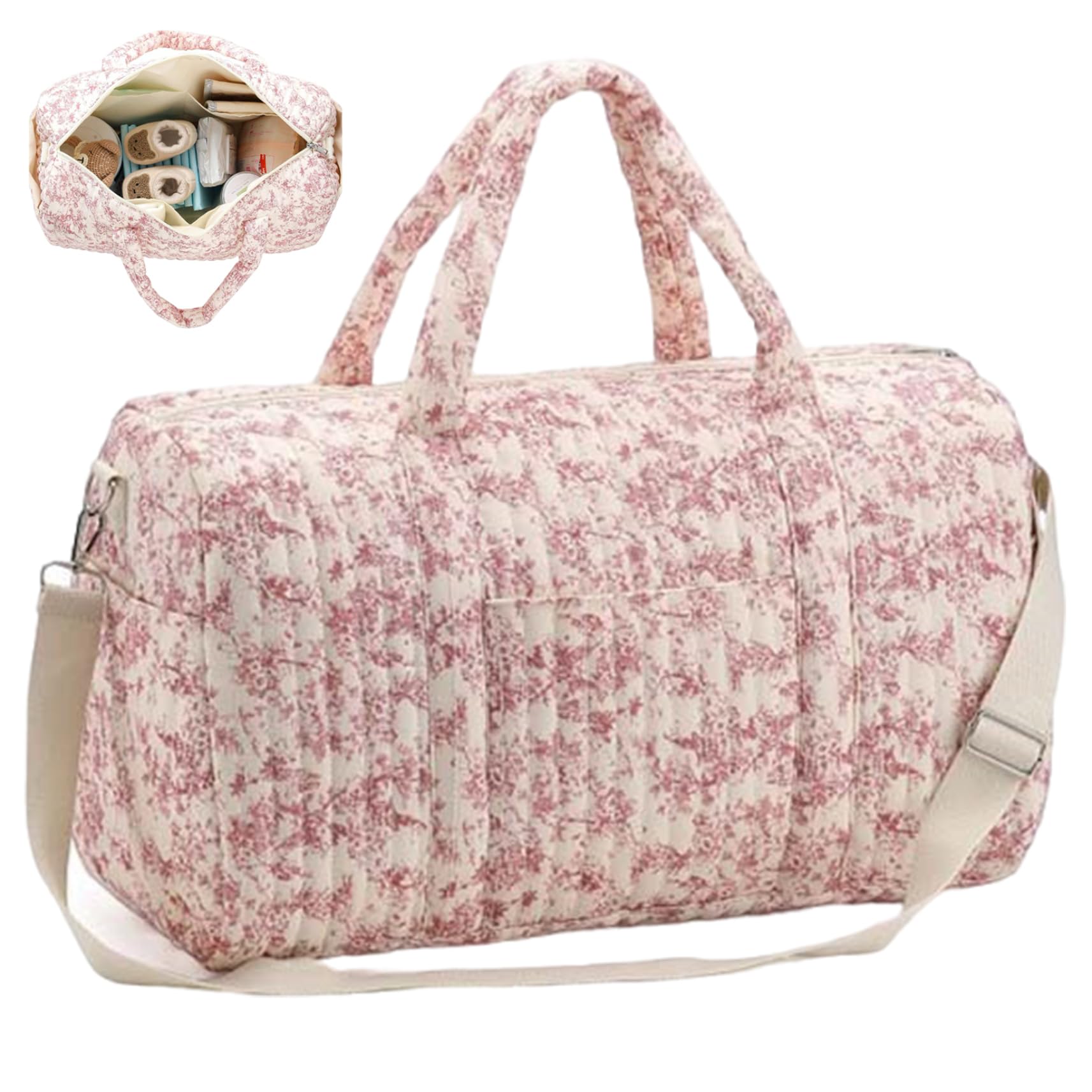 Sac de Sport, 18x8, 7x11, Sac de Voyage Portable à Motifs Floraux Doux avec Sangle pour Les Voyages en Plein air Femmes Filles, Urlaubsdekor