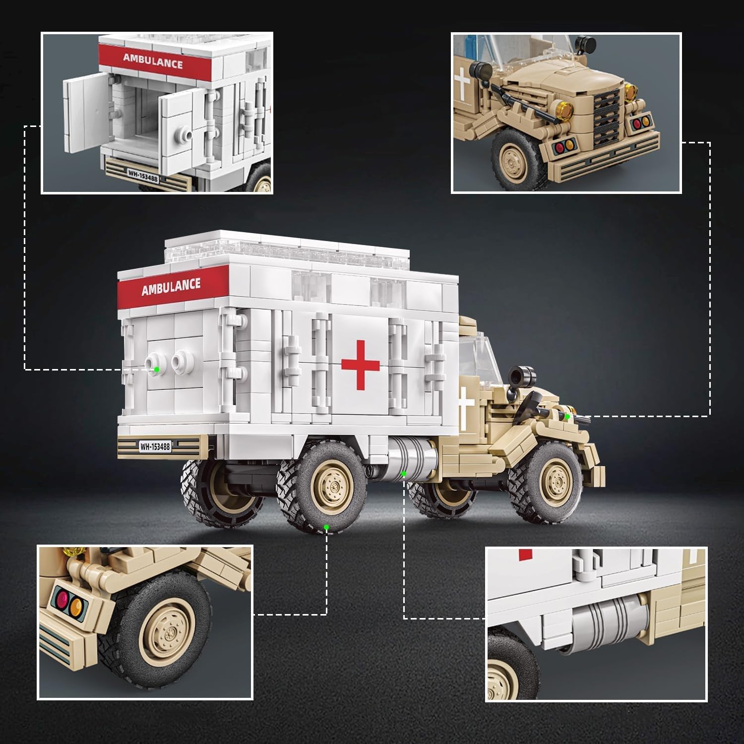 DrmBeyd WW2 Military Building Set, Blitz Truck & Armored Halftrack Building Blocks Toy, Army Tank Bricks Set Home Decor Collectible, Gifts for Military Enthusiasts, 994 PCS - Image 2