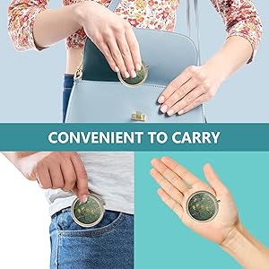 Pill Case Pill Box with Mirror Retro 3 Compartment Small Pill Case for Purse or Pocket Bronze Small Roud Pill Box or Vitamins, Fish Oil, Supplements, Pill Containe Travel GiftsRetro Pink Floral