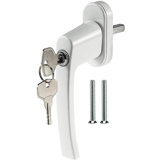 Sicherheitsfenstergriff mit Schloss in Weiß