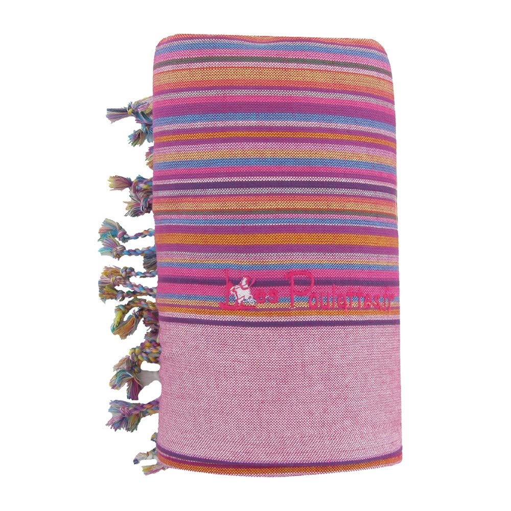 LES POULETTES Jewels - Kikoy Beach Towel Cotton Stripe - Color Dark Pink Sponge Pink