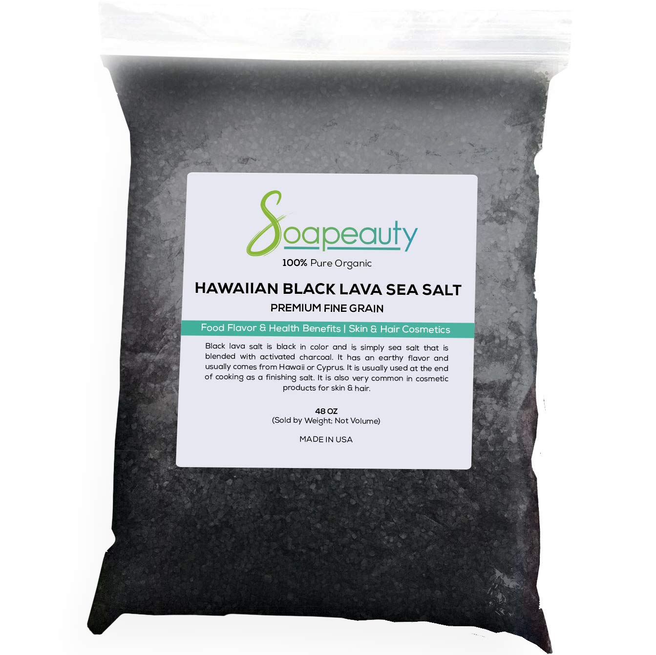 HAWAIIAN BLACK SEA SALT | 100% Natural | Great Gourmet Finishing Salt & Perfect for Professional Skin, Hair & Bath Cosmetics | Fine Grain | Sizes 1 OZ to 3 LBS | (3 Pound)