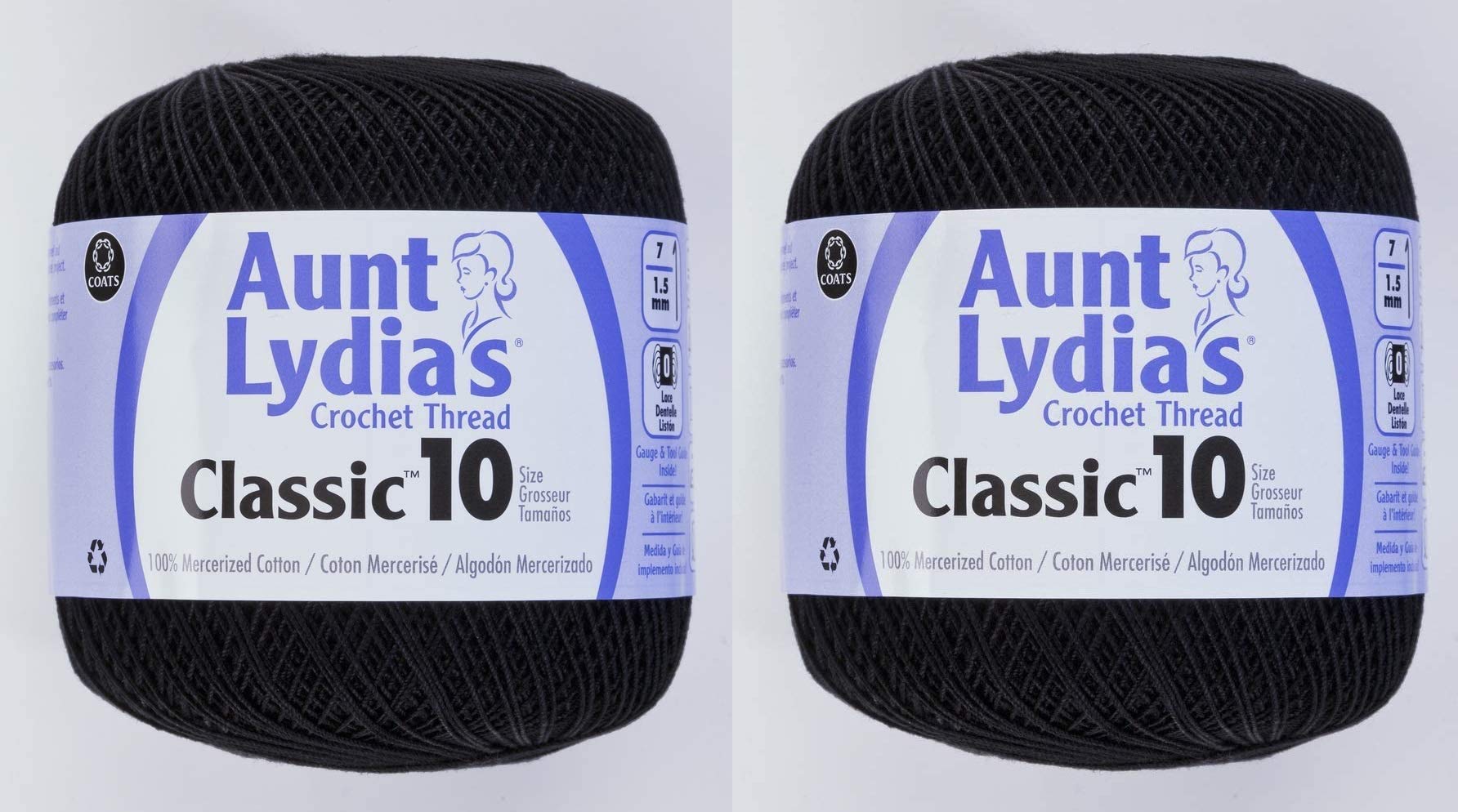 Coats Crochet Classic Crochet Thread, 2 Pack, Black