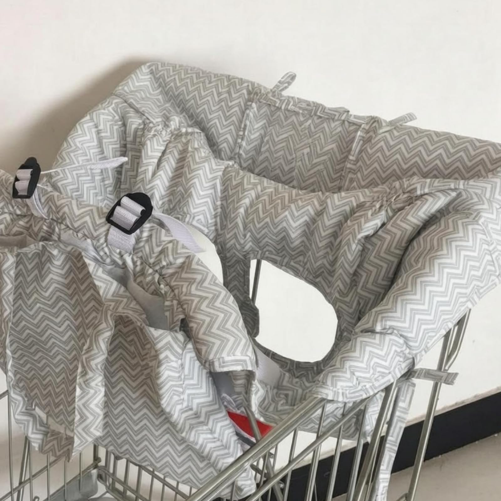 Child Cart Cushion Cuscino Carrello Bambini Coprisedile Passeggino Imbottitura Seggiolino con Cintura Integrata E Tasca, 120 80 Cm, Modello Aggiornato Con Stampa Geometrica A Onde