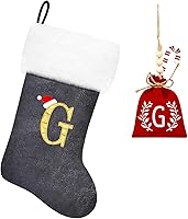 Vista 14 de Medias de Navidad de Terciopelo Rojo de 20 Pulgadas con Puño de Felpa Súper Suave Blanco con Monograma, Medias de Navidad Personalizadas Bordadas