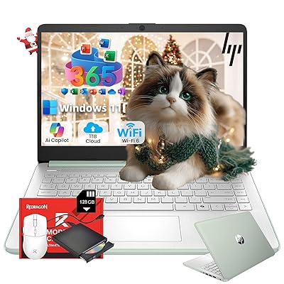 HP 14" Laptop 2025 Business Student Slim Computer, Lifetime MS Office, Copilot AI, Quad-Core Intel CPU, 16GB RAM, 628GB Storage (128GB UFS+500GB Ext), MarxsolAccessory, Wi-Fi 6, Win 11 Pro, Rose Gold