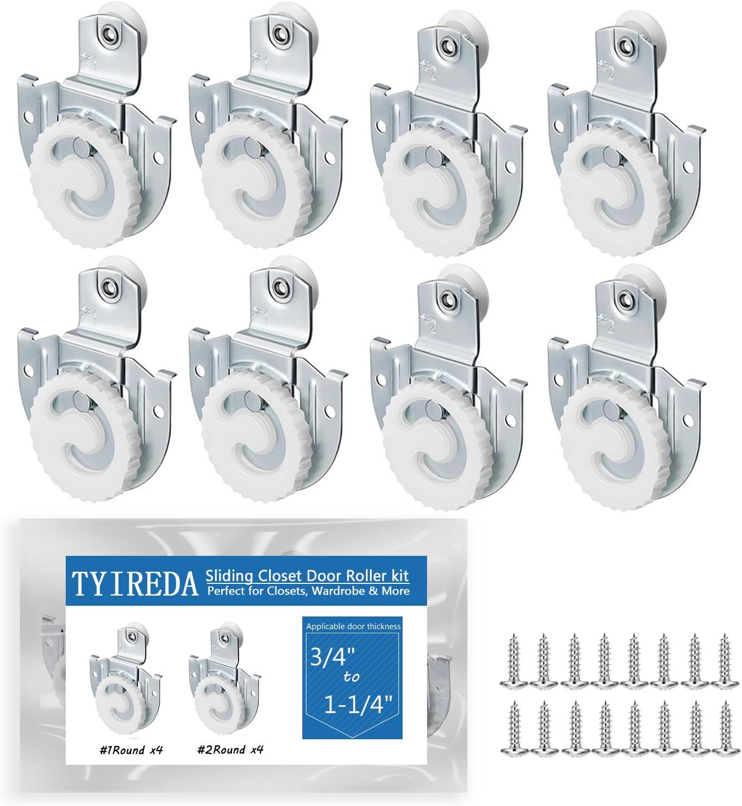 Closet Sliding Door Track Kit, Sliding Closet Door Hardware Rollers Wardrobe Adjustable Door Hooks with 8 Screws to Allow Wardrobe Cabinet to Slide Smoothly and Quietly (8)