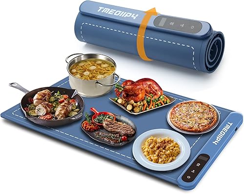 Tapete de calentamiento de alimentos  Bandeja de calentamiento eléctrica  Alfombrillas térmicas para alimentos, 6 ajustes de temperatura y