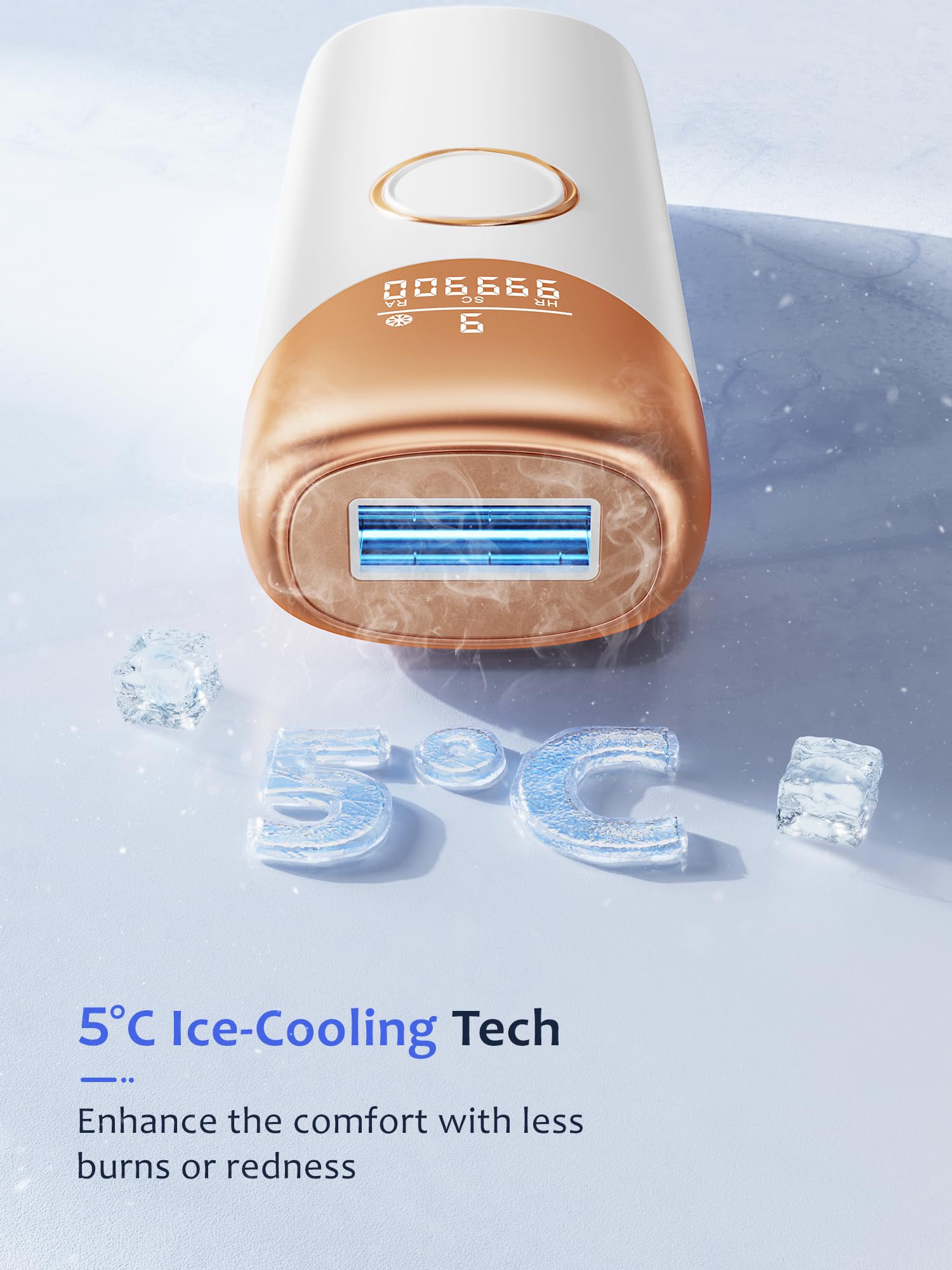 Depiladora Laser con 5℃ Función de Refrigeración, IPL Depiladora Luz Pulsada con 9 Niveles de Energía, Depilacion Laser 600-1200 NM Luz Roja, Hair Removal Mujer y Hombre Bikini Axilas Cara Blanco
