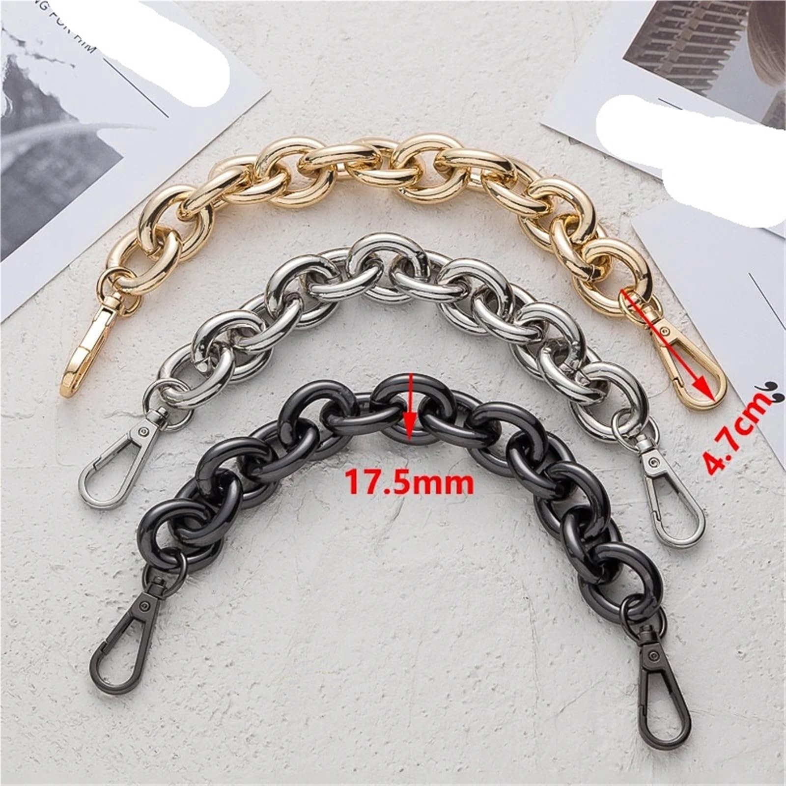 Cadena para Bolso Asas del bolso de la correa hombro metal reemplazo cadena ancho O 17,5 mm