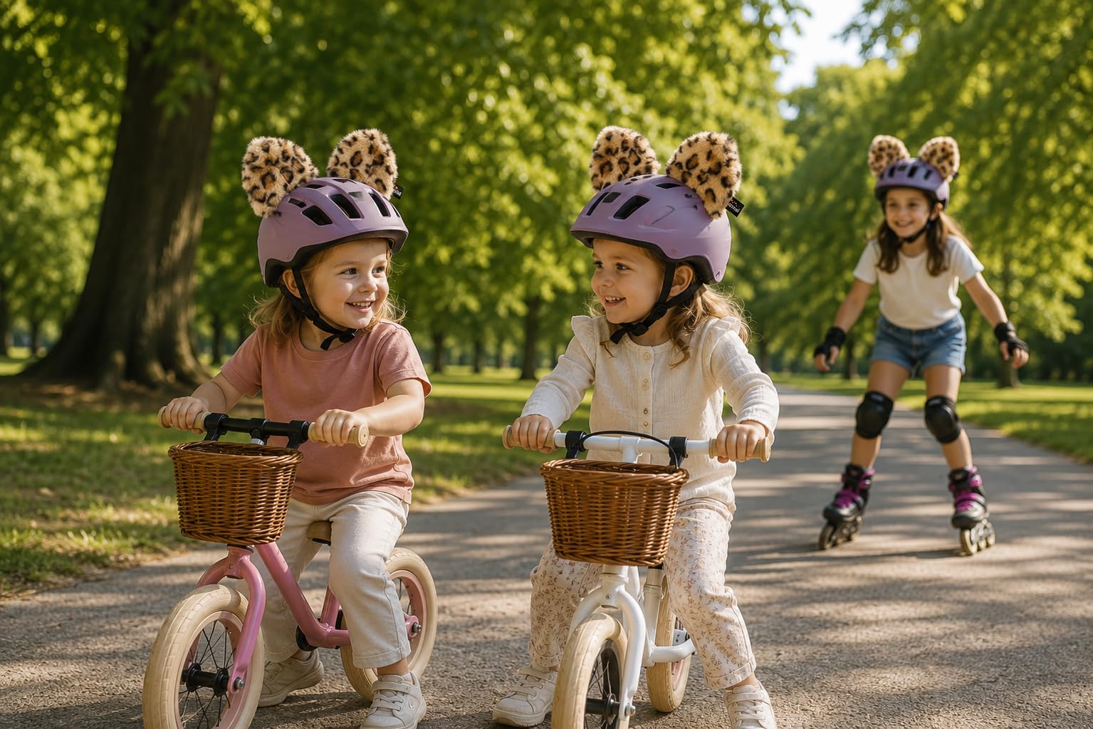 Pünktchen Leopard für Fahrradhelm.Verwandle jeden Helm in einen coolen Leoparden. Helm Accessoire für Fahrrad, Roller, Inliner & Skateboard.