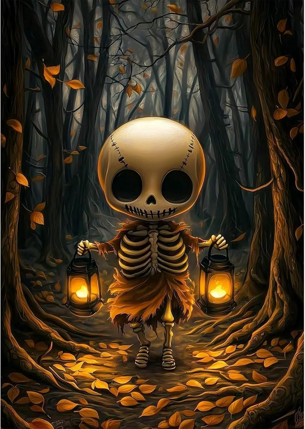 NAIMOER Halloween Skull Diamond Art Kits for Adults, 5D Halloween Diamond Pinting Kit for Adults Beginner, Full Drill Diamonds Dot Gem Art Mosaic Kits, DIY Crafts for Home Wall Decor 12x16inch