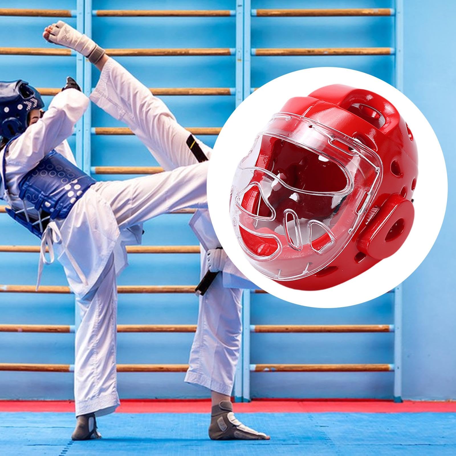 Casco Protettivo con Copertura Viso Regolabile Imbottito Leggero Struttura Resistente Materiale NBR PP Adatto a Bambini Adulti Ragazzi Ragazze