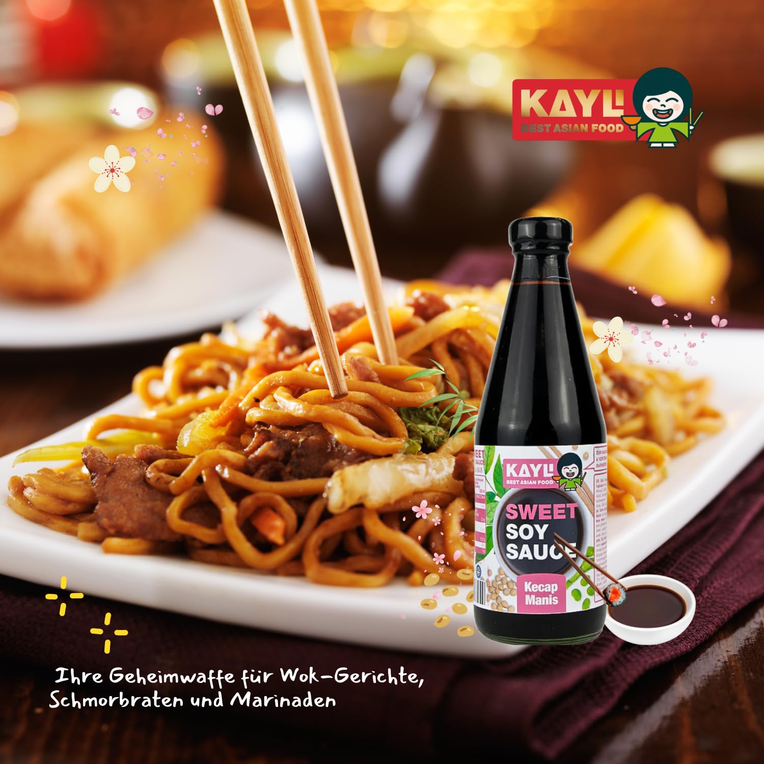 KAY LI Süße Sojasauce 12 x 420ml - Sojasoße aus Sojabohnen