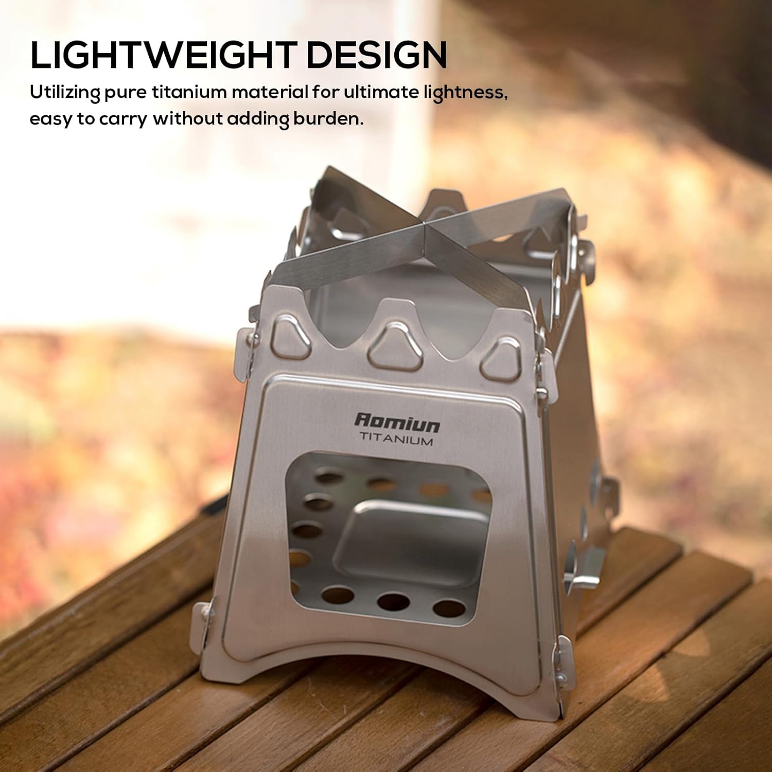 Camping Stove Portable Wood Burning Stove Titanium Wood Stove Lightweight Backpacking Stove Folding Camp Stove for Outdoor Cooking Camping Hiking Picnic Hunting BBQ & Survival