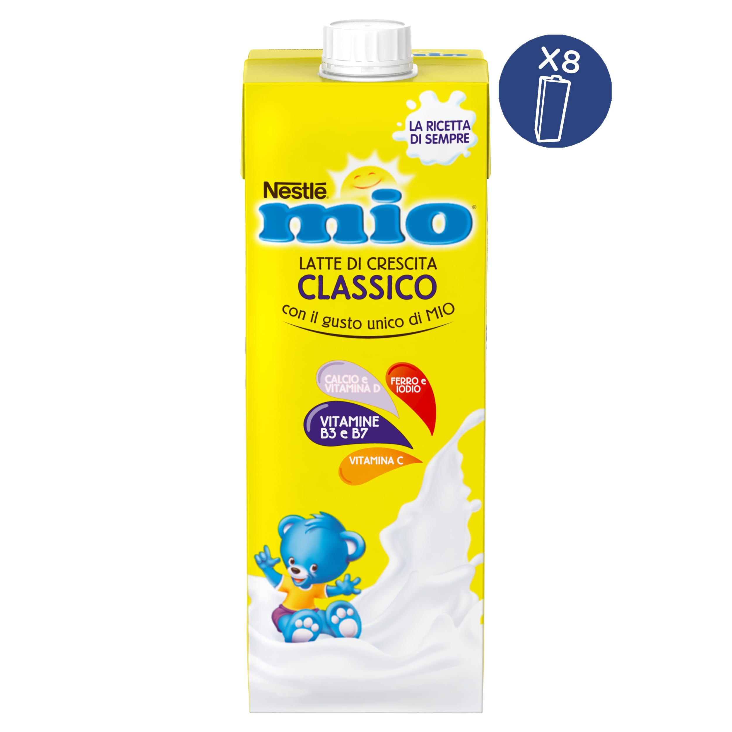 NESTLÉ MIO Latte di Crescita Classico Liquido, 8 Brick da 1L (8L)